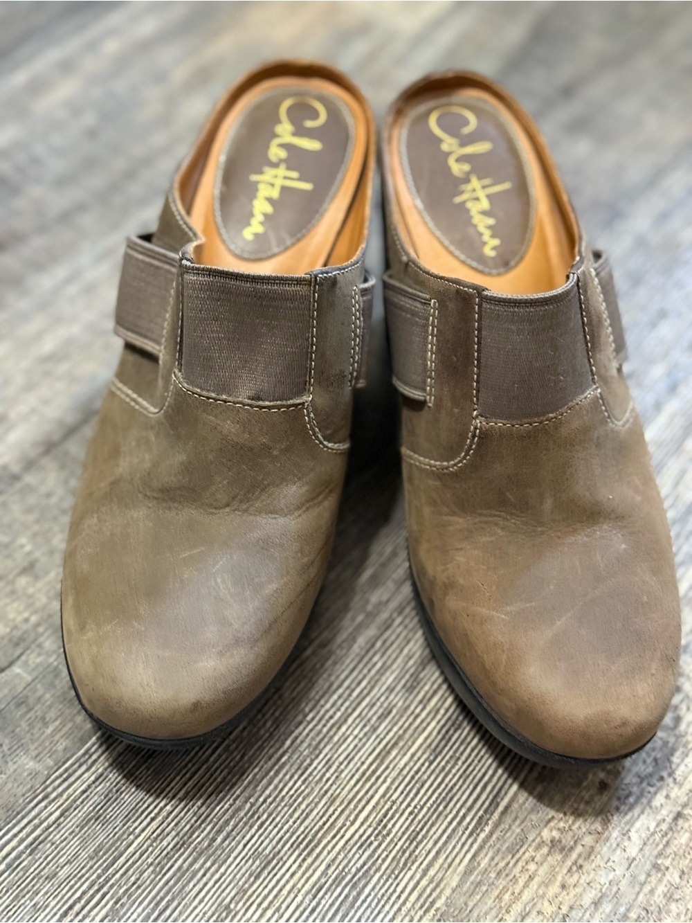Cole Haan Brown Mule Clogs Chunky Heel Slip On Shoes